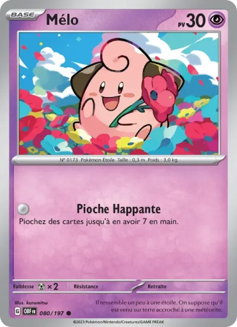 Carte Pokémon Mélo 080/197, extension Flammes Obsidiennes