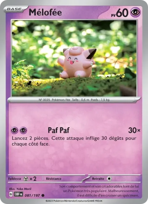 Carte Pokémon Mélofée 081/197, extension Flammes Obsidiennes