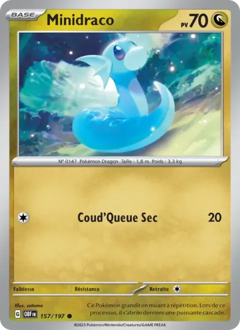 Carte Pokémon Minidraco 157/197, extension Flammes Obsidiennes