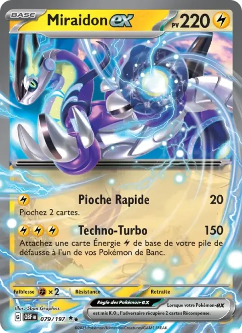 Carte Pokémon Miraidon-ex 079/197, extension Flammes Obsidiennes
