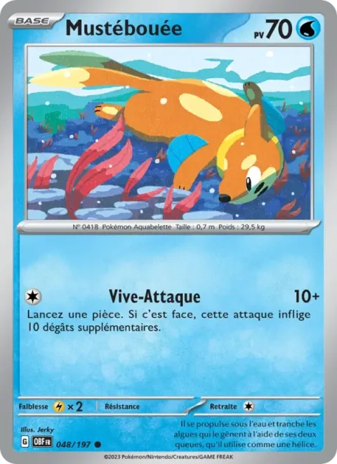 Carte Pokémon Mustébouée 048/197, extension Flammes Obsidiennes