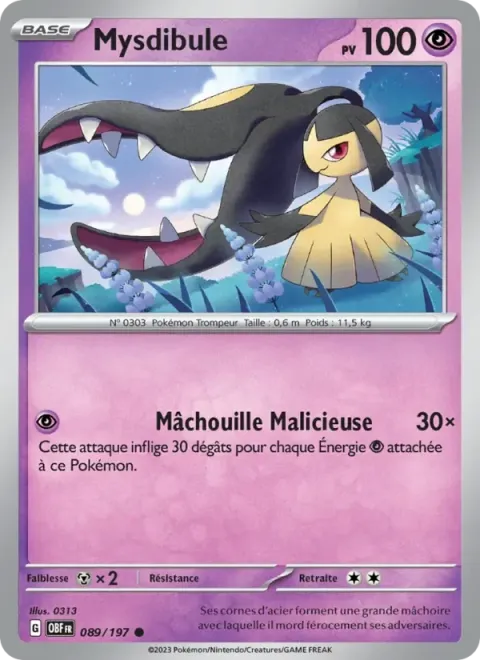 Carte Pokémon Mysdibule 089/197, extension Flammes Obsidiennes