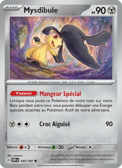 Carte Pokémon Mysdibule 143/197, extension Flammes Obsidiennes