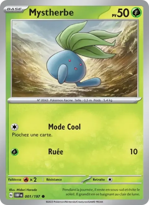 Carte Pokémon Mystherbe 001/197, extension Flammes Obsidiennes