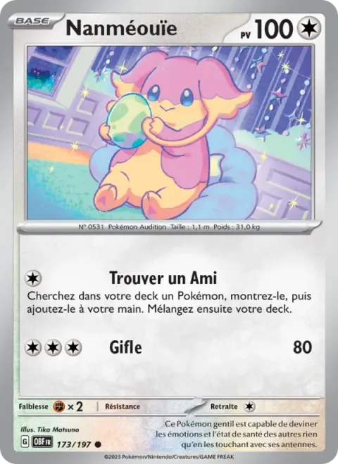 Carte Pokémon Nanméouïe 173/197, extension Flammes Obsidiennes
