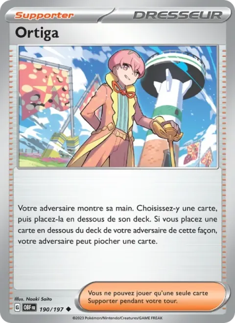 Carte Pokémon Ortiga 190/197, extension Flammes Obsidiennes