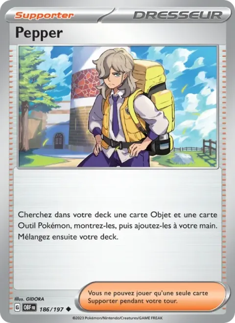 Carte Pokémon Pepper 186/197, extension Flammes Obsidiennes