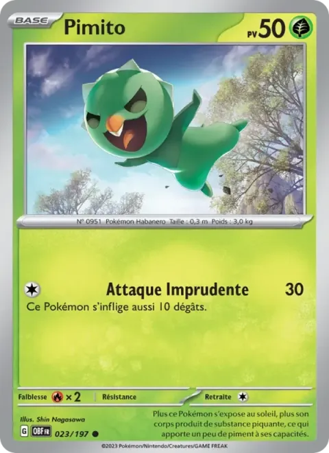 Carte Pokémon Pimito 023/197, extension Flammes Obsidiennes
