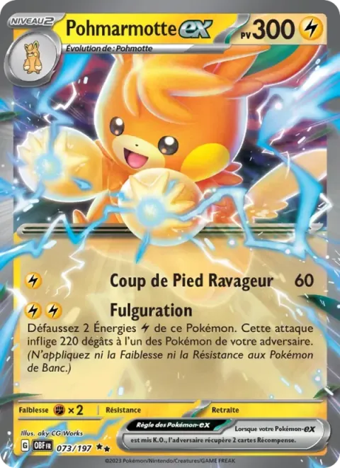 Carte Pokémon Pohmarmotte-ex 073/197, extension Flammes Obsidiennes