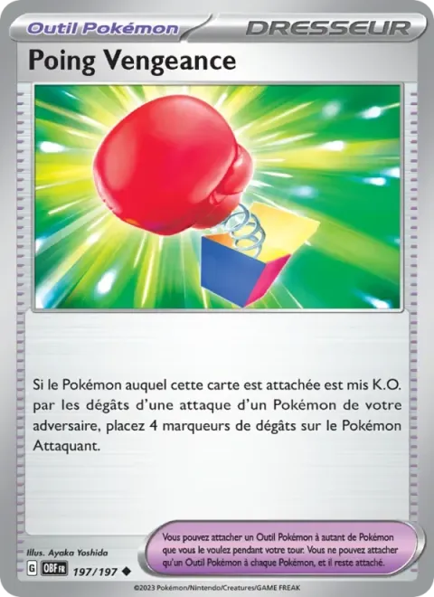 Carte Pokémon Poing Vengeance 197/197, extension Flammes Obsidiennes