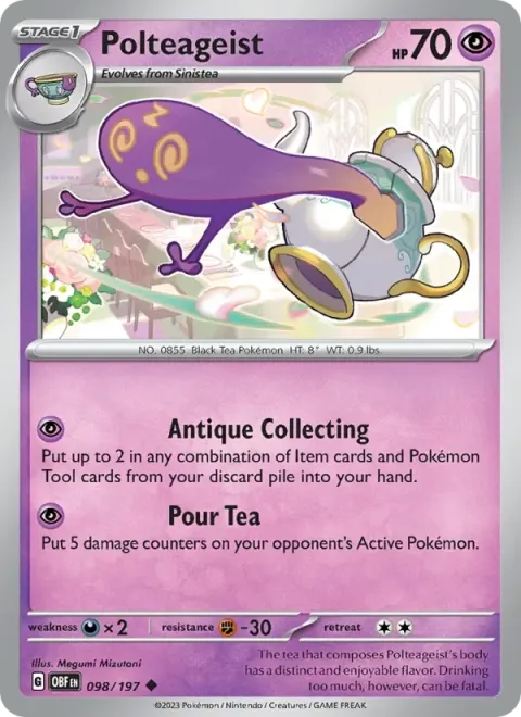 Carte Pokémon Polthégeist 098/197, extension Flammes Obsidiennes