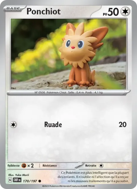 Carte Pokémon Ponchiot 170/197, extension Flammes Obsidiennes