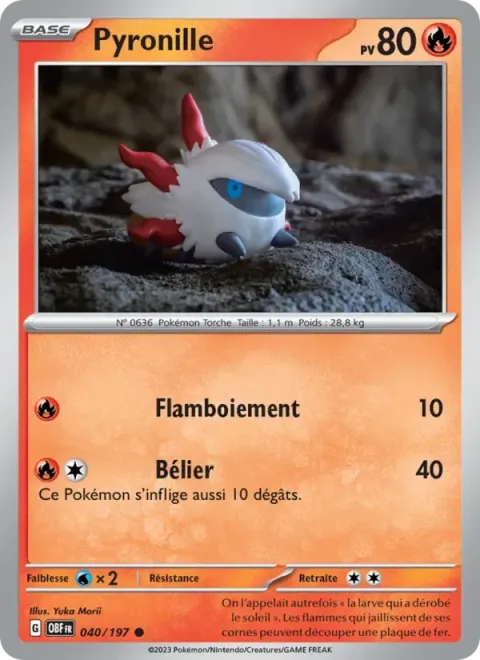 Carte Pokémon Pyronille 040/197, extension Flammes Obsidiennes