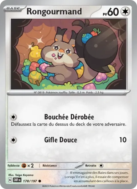 Carte Pokémon Rongourmand 178/197, extension Flammes Obsidiennes