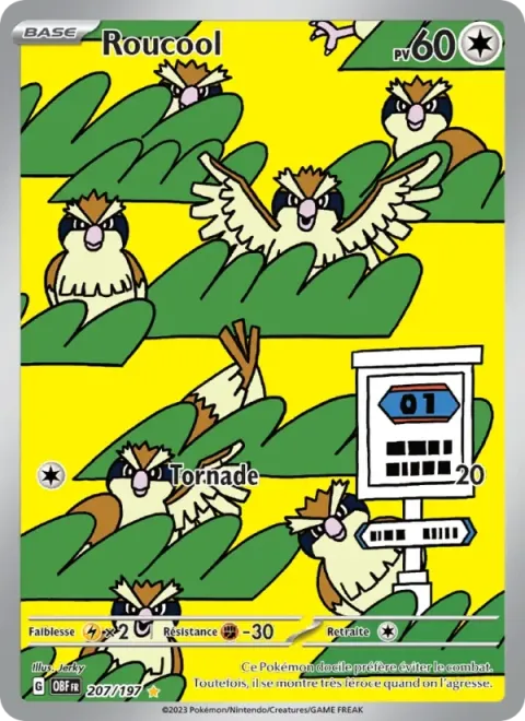 Carte Pokémon Roucool 207/197, extension Flammes Obsidiennes