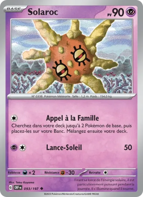 Carte Pokémon Solaroc 093/197, extension Flammes Obsidiennes