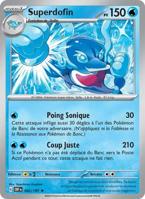 Carte Pokémon Superdofin 062/197, extension Flammes Obsidiennes
