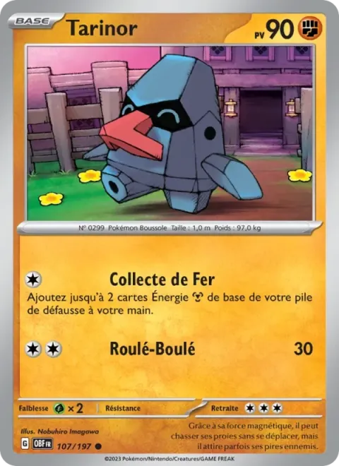 Carte Pokémon Tarinor 107/197, extension Flammes Obsidiennes