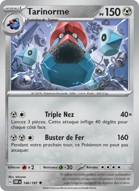 Carte Pokémon Tarinorme 146/197, extension Flammes Obsidiennes