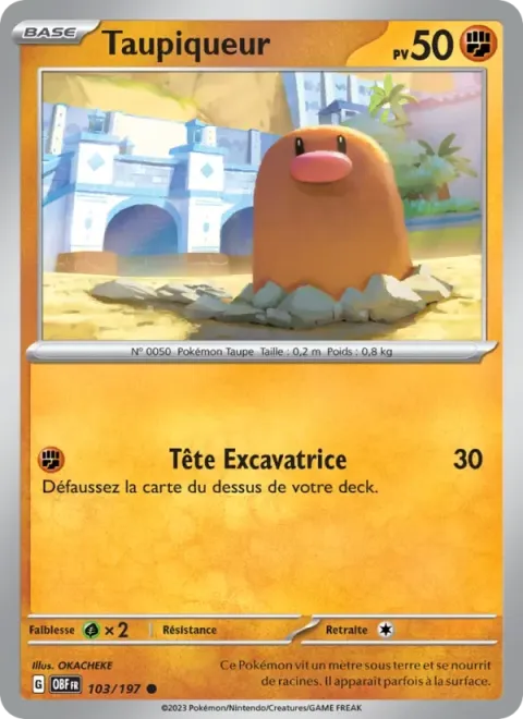 Carte Pokémon Taupiqueur 103/197, extension Flammes Obsidiennes