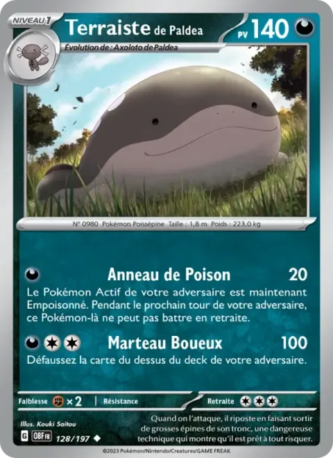 Carte Pokémon Terraiste de Paldea 128/197, extension Flammes Obsidiennes