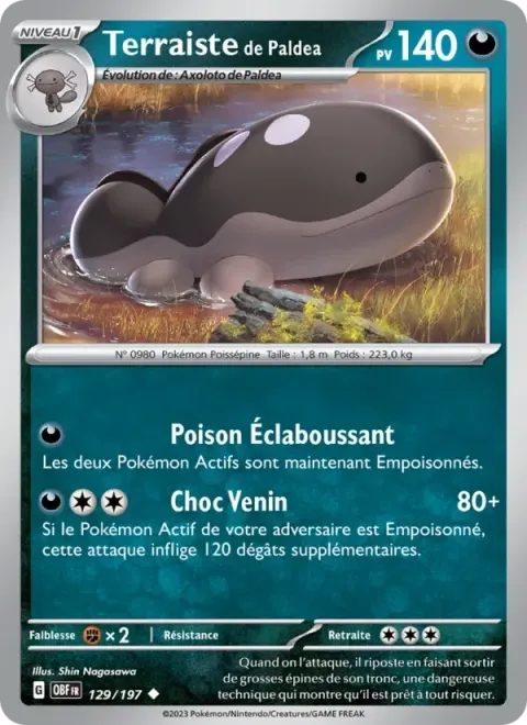 Carte Pokémon Terraiste de Paldea 129/197, extension Flammes Obsidiennes