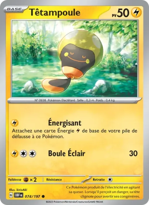 Carte Pokémon Têtampoule 074/197, extension Flammes Obsidiennes