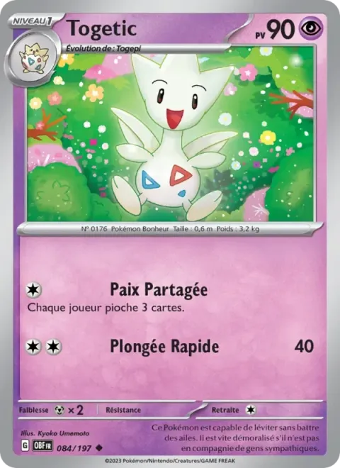 Carte Pokémon Togetic 084/197, extension Flammes Obsidiennes