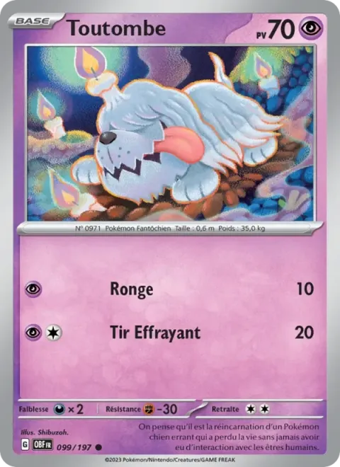 Carte Pokémon Toutombe 099/197, extension Flammes Obsidiennes