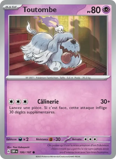 Carte Pokémon Toutombe 100/197, extension Flammes Obsidiennes