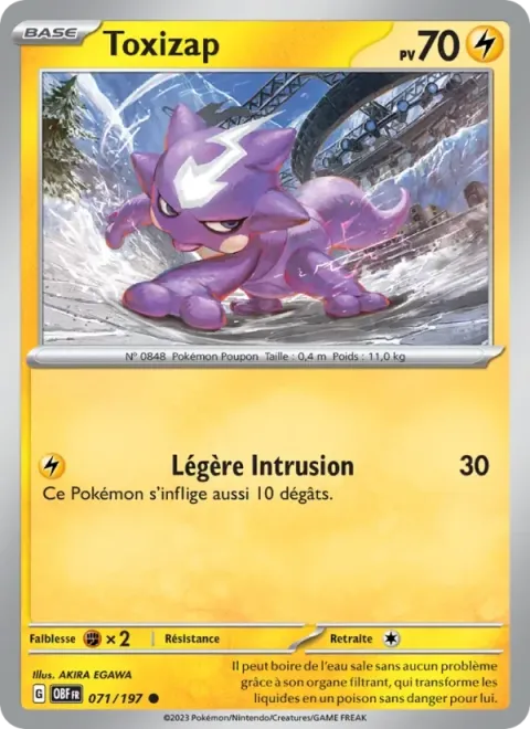 Carte Pokémon Toxizap 071/197, extension Flammes Obsidiennes