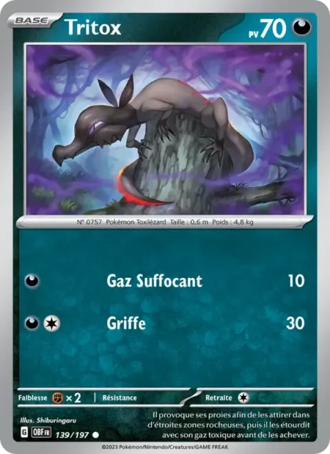 Carte Pokémon Tritox 139/197, extension Flammes Obsidiennes