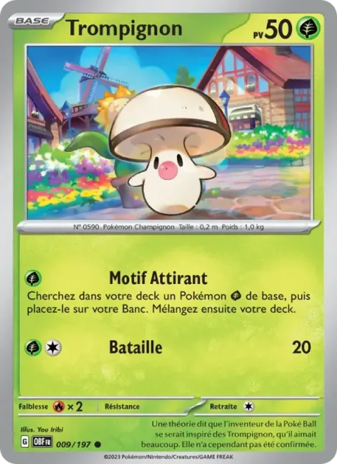 Carte Pokémon Trompignon 009/197, extension Flammes Obsidiennes