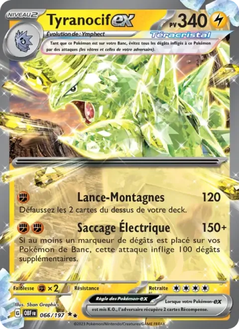 Carte Pokémon Tyranocif-ex 066/197, extension Flammes Obsidiennes
