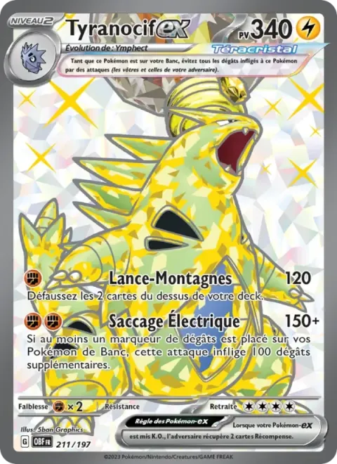 Carte Pokémon Tyranocif-ex 211/197, extension Flammes Obsidiennes