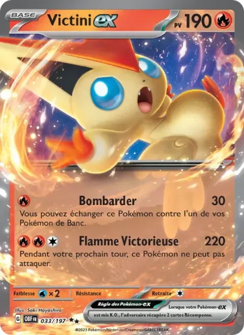 Carte Pokémon Victini-ex 033/197, extension Flammes Obsidiennes