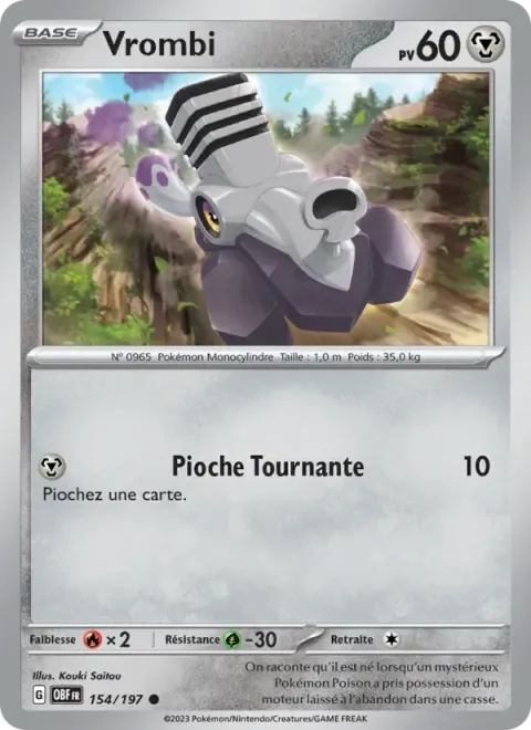 Carte Pokémon Vrombi 154/197, extension Flammes Obsidiennes