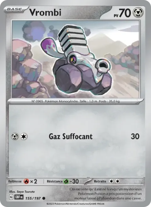 Carte Pokémon Vrombi 155/197, extension Flammes Obsidiennes