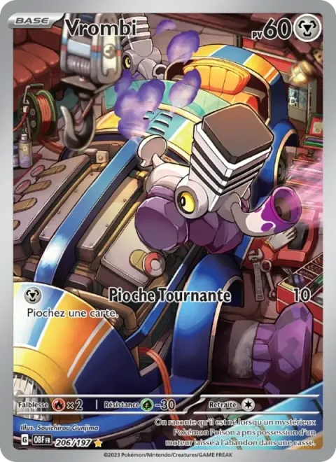 Carte Pokémon Vrombi 206/197, extension Flammes Obsidiennes
