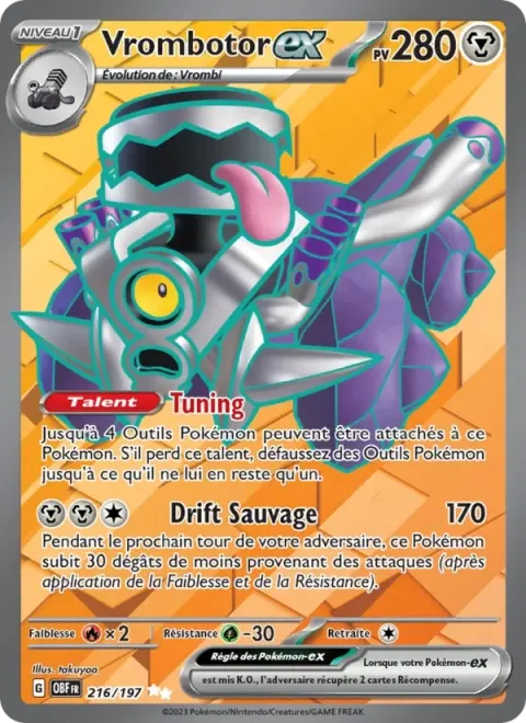 Carte Pokémon Vrombotor-ex 216/197, extension Flammes Obsidiennes