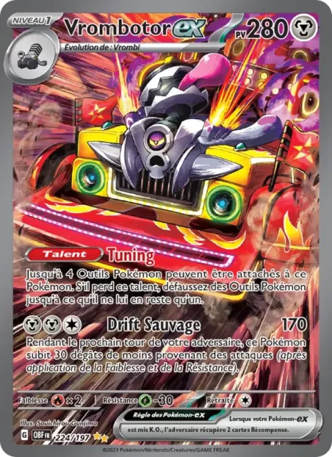 Carte Pokémon Vrombotor-ex 224/197, extension Flammes Obsidiennes