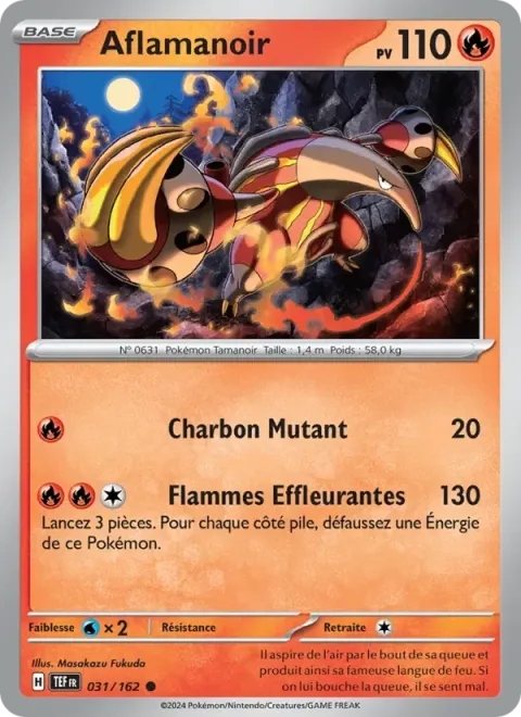 Carte Pokémon Aflamanoir 031/162, extension Forces Temporelles