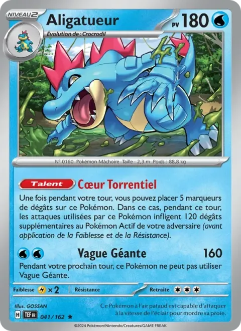 Carte Pokémon Aligatueur 041/162, extension Forces Temporelles