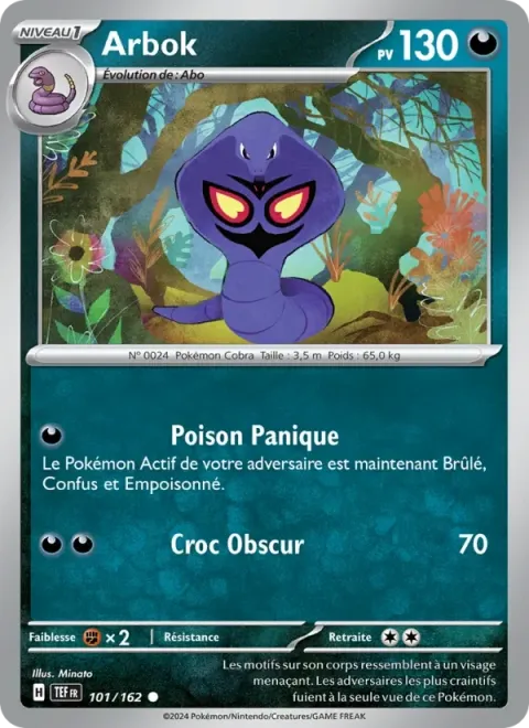 Carte Pokémon Arbok 101/162, extension Forces Temporelles