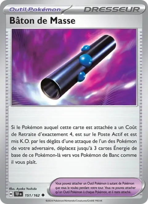 Carte Pokémon Bâton de Masse 151/162, extension Forces Temporelles