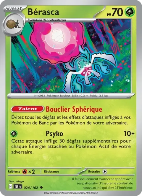 Carte Pokémon Bérasca 024/162, extension Forces Temporelles