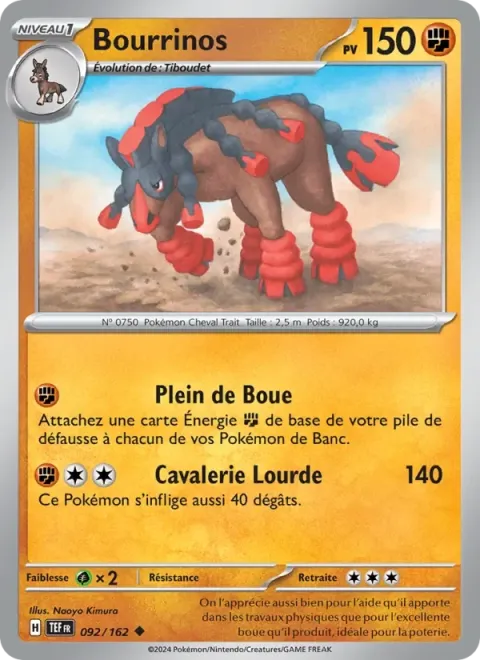 Carte Pokémon Bourrinos 092/162, extension Forces Temporelles