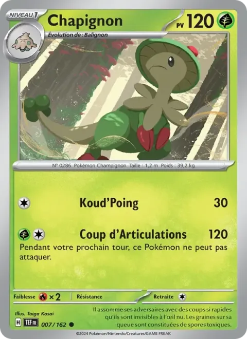 Carte Pokémon Chapignon 007/162, extension Forces Temporelles