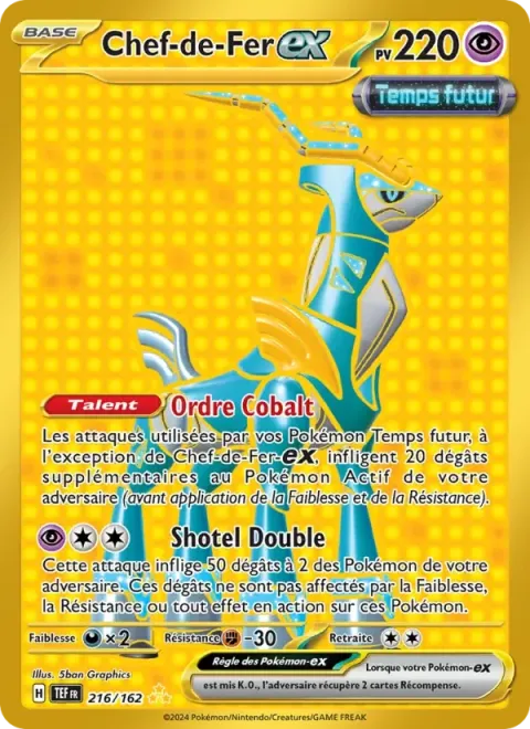 Carte Pokémon Chef-de-Fer-ex 216/162, extension Forces Temporelles