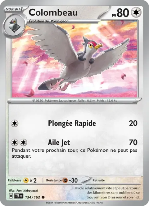 Carte Pokémon Colombeau 134/162, extension Forces Temporelles
